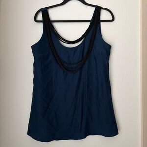 Quail Swift Silk Sleeveless Blouse Size Medium NEW Blue Rope Detail Art to Wear